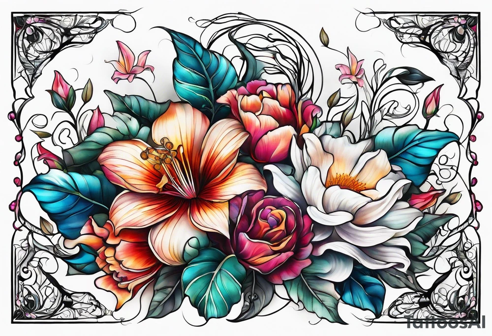 sea, flower tattoo idea
