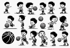little kid playing basketball tattoo idea