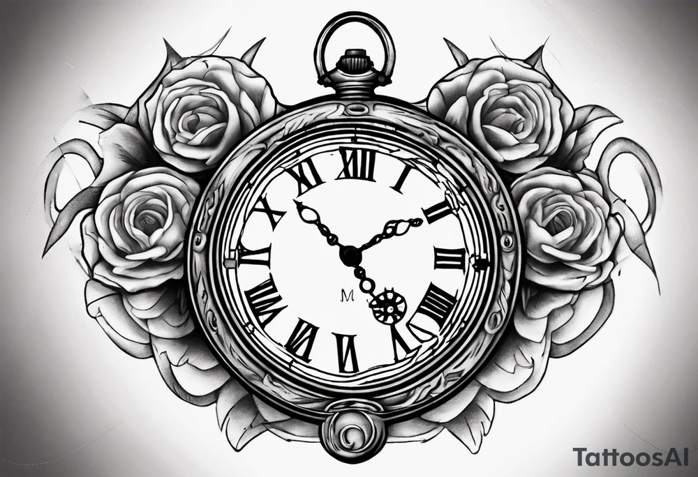 Roman numeral 4 highlighted on antient pocket watch tattoo idea