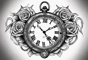 Roman numeral 4 highlighted on antient pocket watch tattoo idea