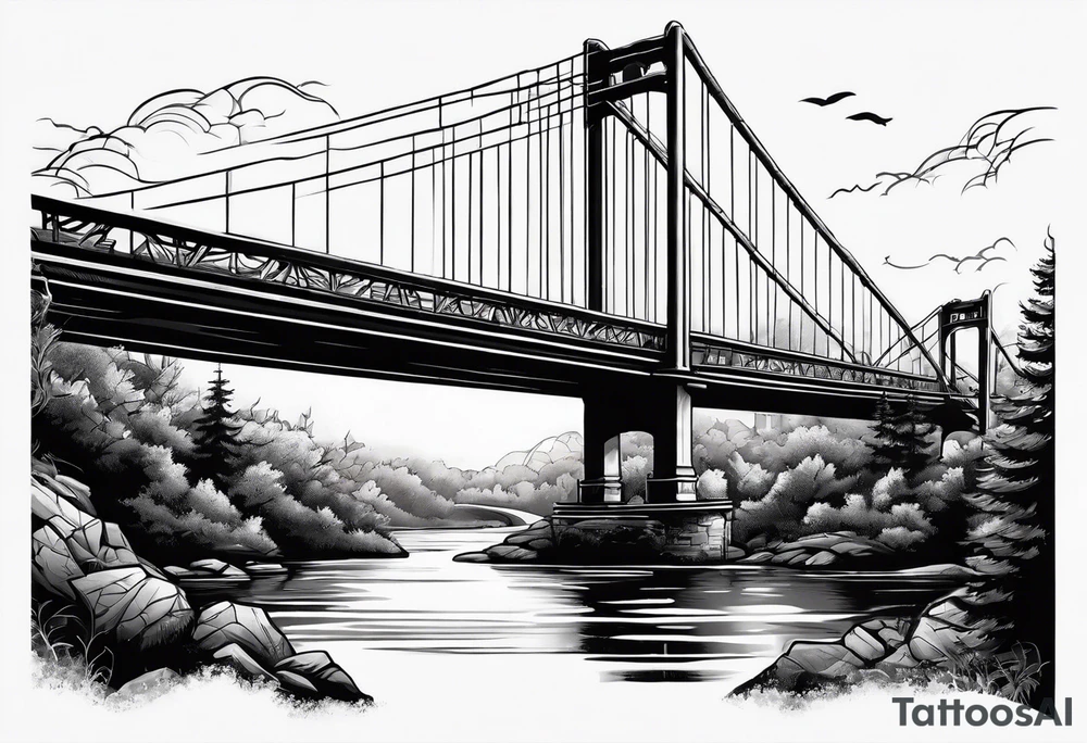 view from under cantilever bridge tattoo idea