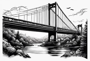 view from under cantilever bridge tattoo idea