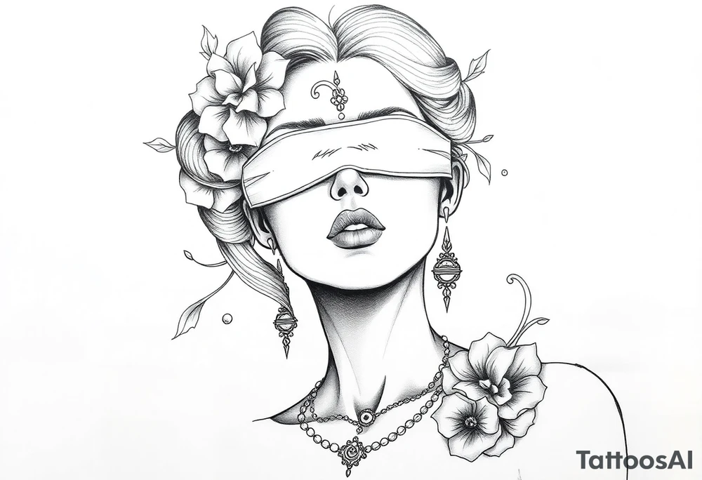 Fortuna as a beautiful woman with covered eyes tattoo idea