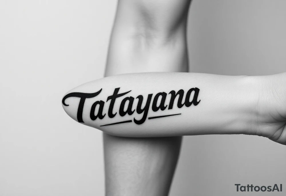 Tattoo for a man that says the name “Tatayana” tattoo idea