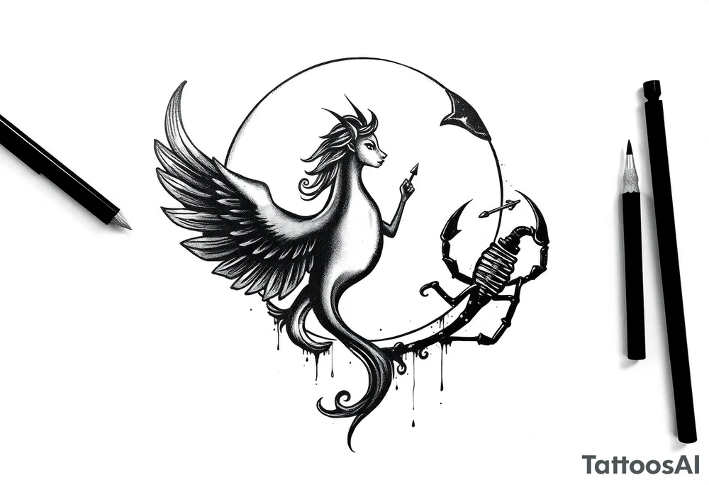 my love for music,
Zodiac sign Aquarius with ascendant Taurus and Scorpio in the moon tattoo idea