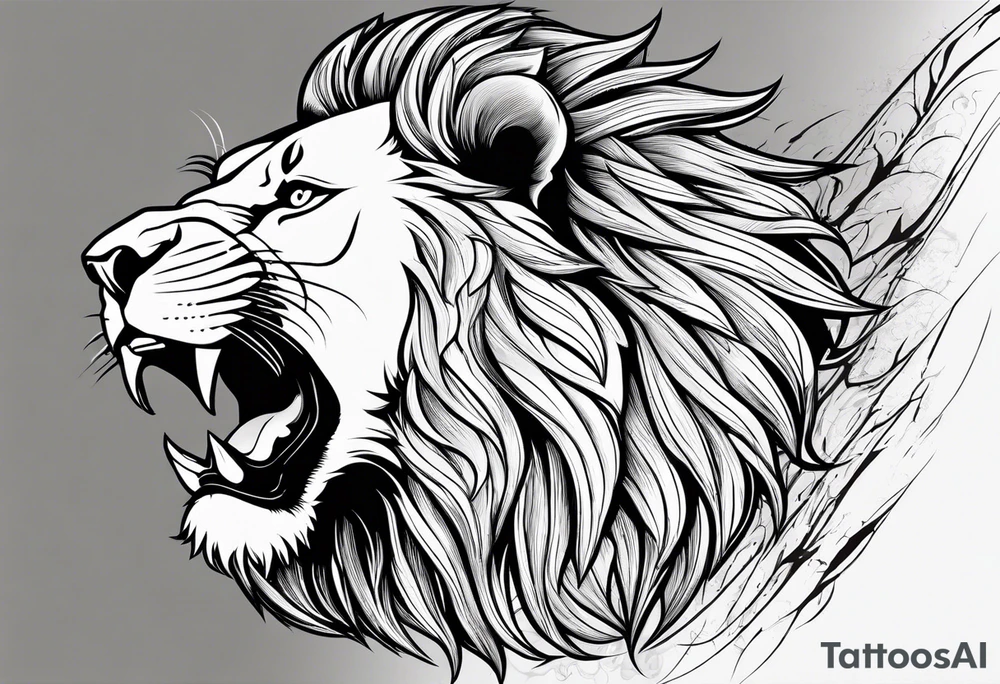 Lion face on an angle tattoo idea