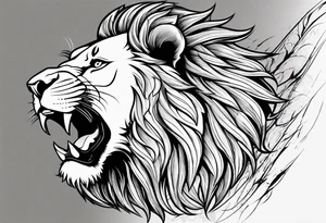 Lion face on an angle tattoo idea