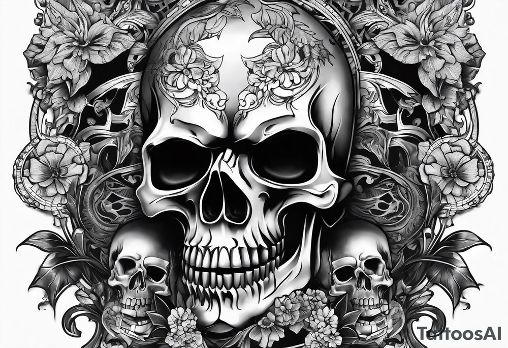 Two 1911 facing away from each other that together create a terrifying skull. tattoo idea