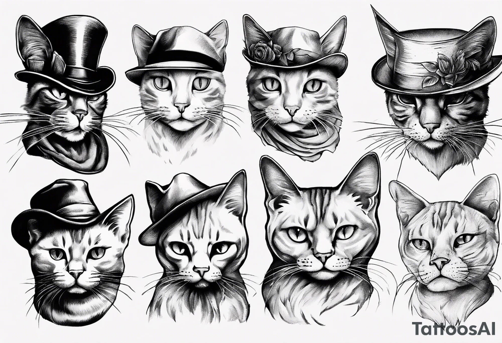 bkac cat with a hat tattoo idea