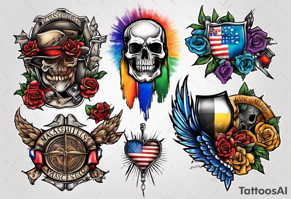 Massachusetts pride colors tattoo idea