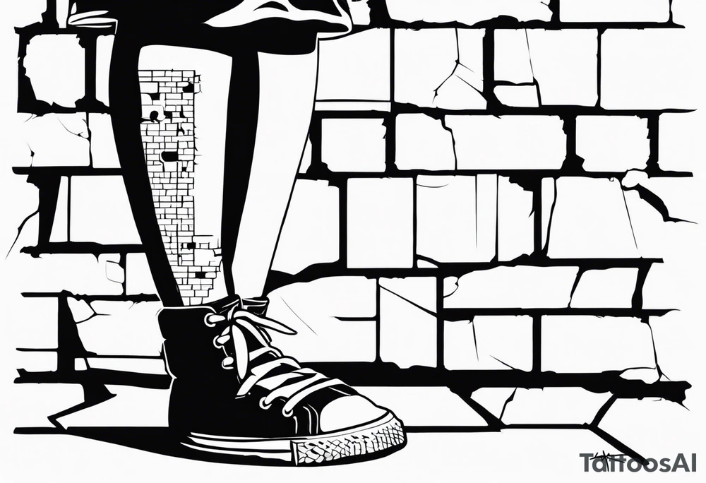 Leg tattoo infant angle with bricks full of bullet holes under to the other side being to build a wall tattoo idea