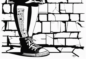 Leg tattoo infant angle with bricks full of bullet holes under to the other side being to build a wall tattoo idea