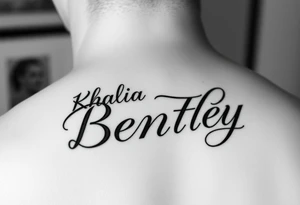 Names Khaliea and Bentley in cursive and intertwined tattoo idea