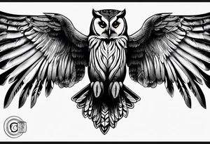 barred owl wings outstretched tattoo idea