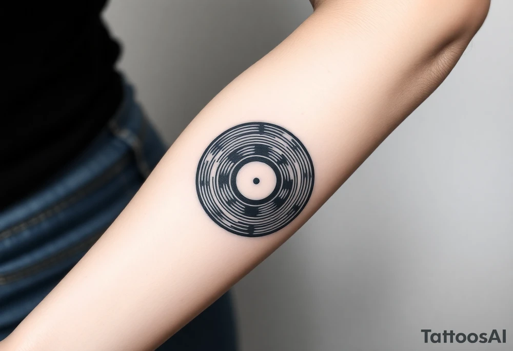 vinyl record and disco ball tattoo idea