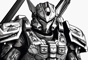Demon of razgriz from ace combat 5 with an energy sword from halo 3 tattoo idea