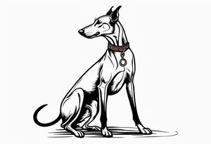 Punk greyhound standing on hind legs wearing leather jacket tattoo idea