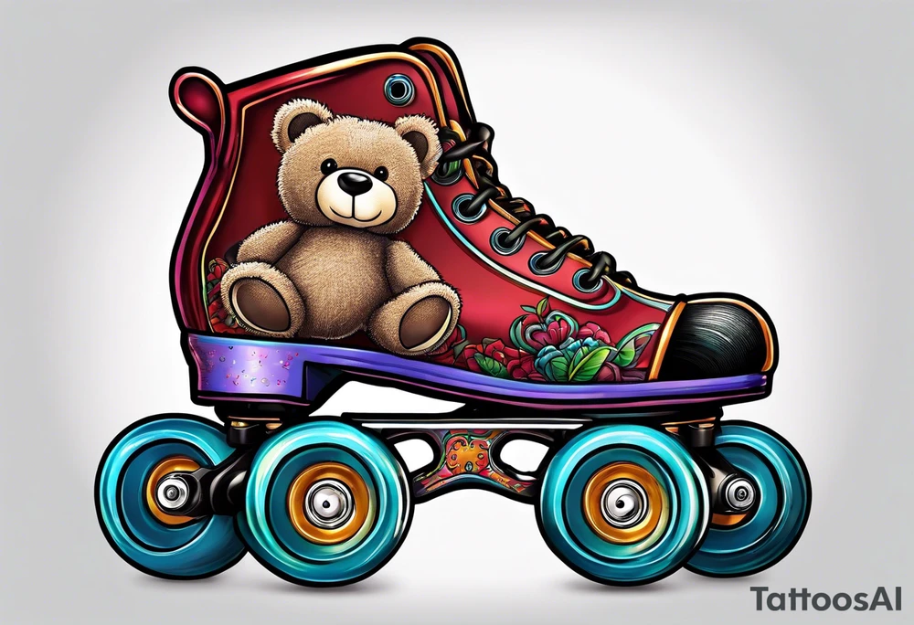 roller skates on teddy bears tattoo idea