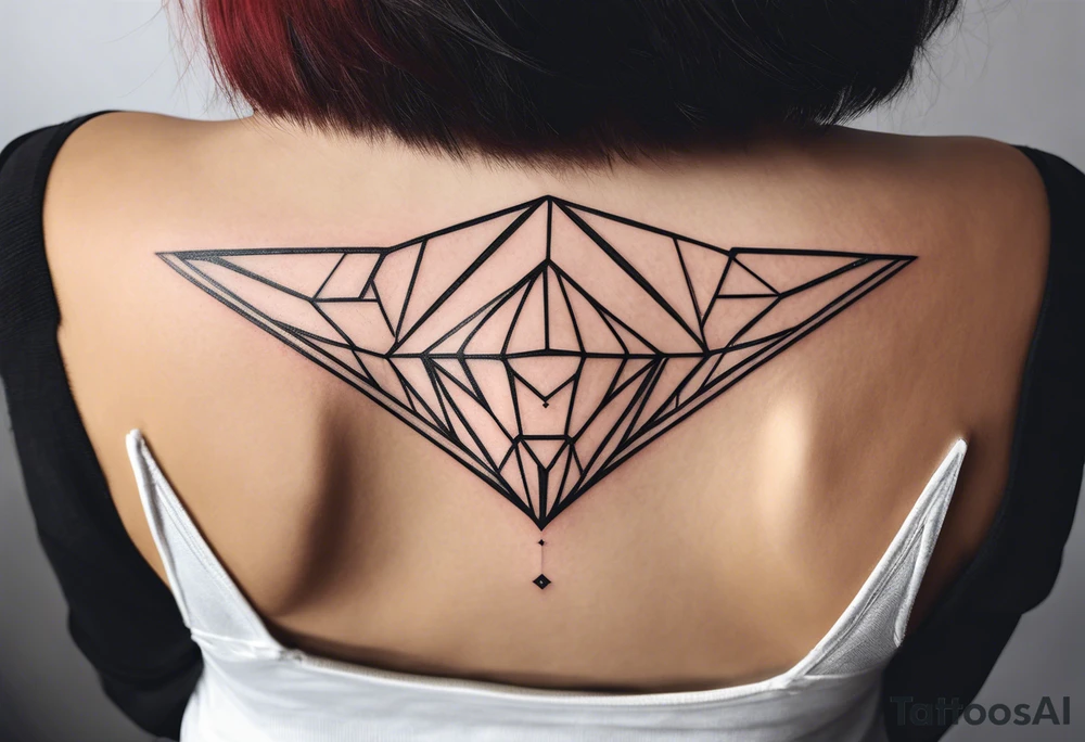 simple line tattoo of geometric elongated 
dimond tattoo idea