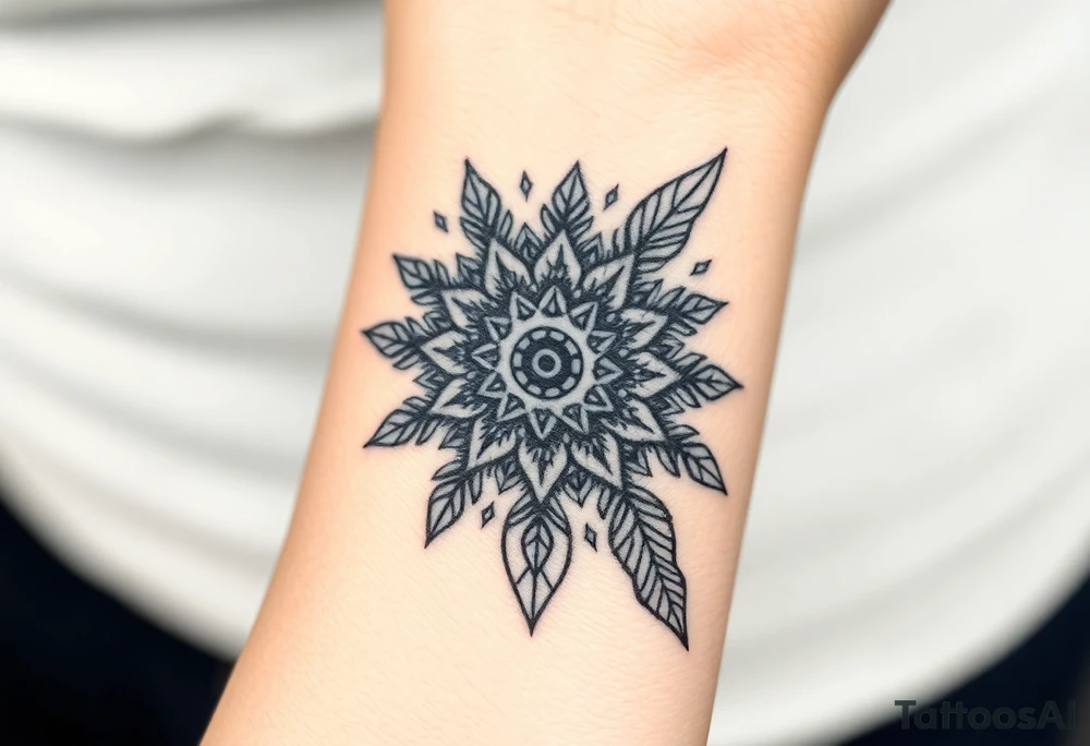 spiritual feather indian mandala shaman tattoo idea