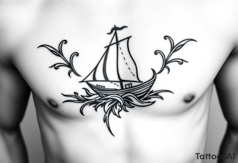 Polynesian tribal island boat tattoo tattoo idea