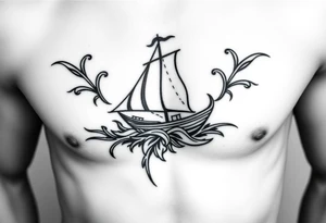 Polynesian tribal island boat tattoo tattoo idea