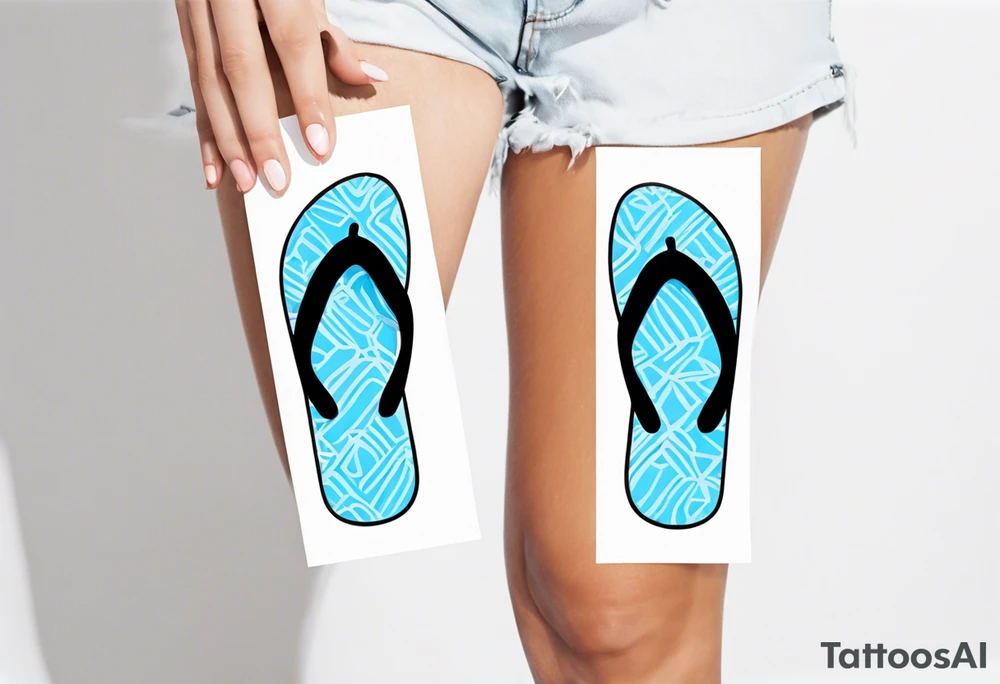 tiny light blue flip flop tattoo idea