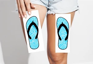 tiny light blue flip flop tattoo idea