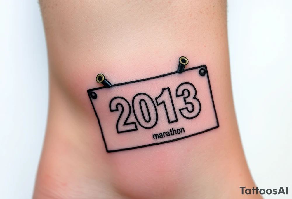 Racing half marathon bib 2013 purple and gold running safety pins piercing the skin running tattoo idea