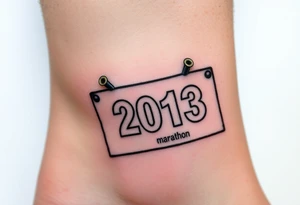 Racing half marathon bib 2013 purple and gold running safety pins piercing the skin running tattoo idea