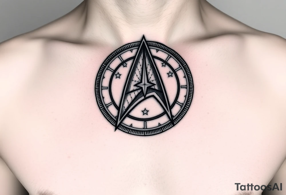 Star Trek Captain Kirk emblem on front left breast tattoo idea