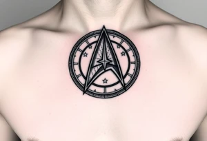 Star Trek Captain Kirk emblem on front left breast tattoo idea