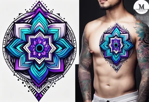 Blue and purple circle and zigzag tattoo idea
