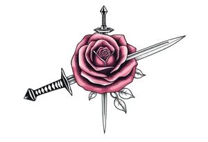 sword with a broken tip passing through a rose tattoo idea