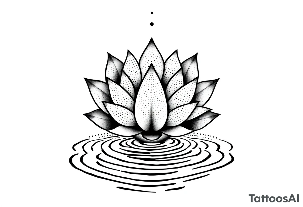 serene lotus flower emerging from sacred waters with ripples tattoo idea