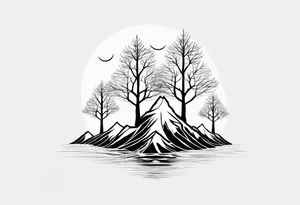 Three mountains three trees with roots tattoo idea