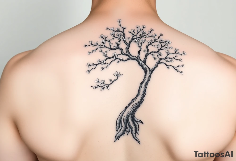 Bonsai weeping cherry blossom tree of life tattoo idea