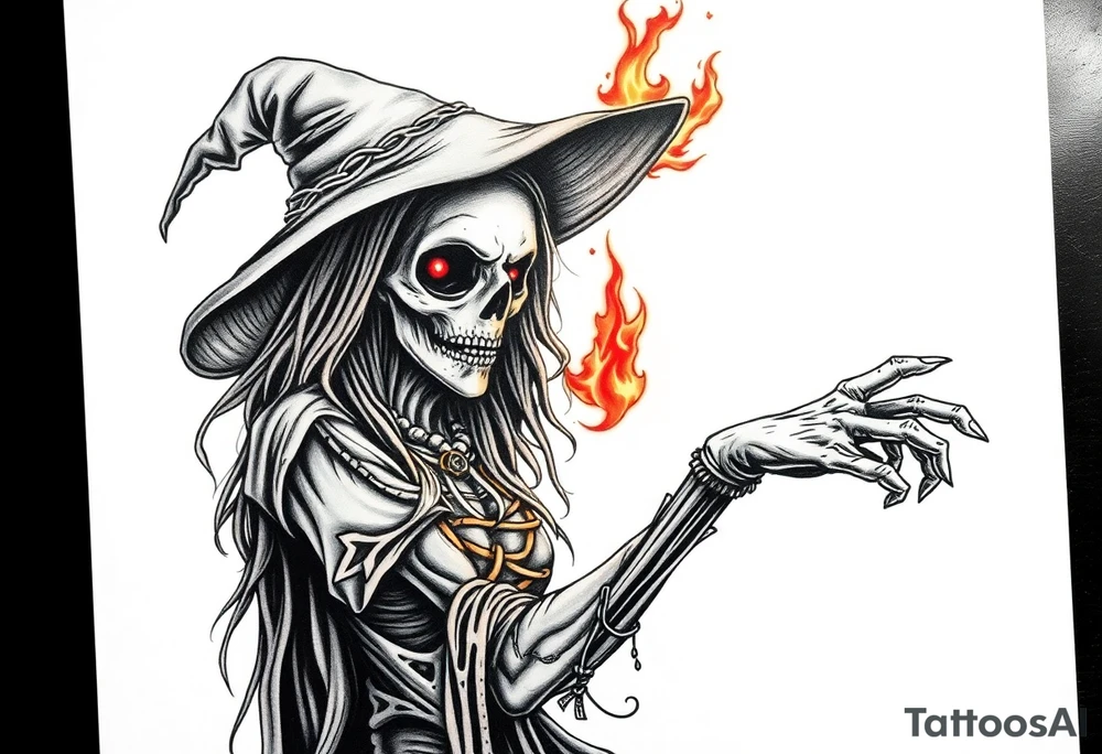 Zombie witch burned at the stake tattoo idea