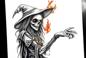 Zombie witch burned at the stake tattoo idea