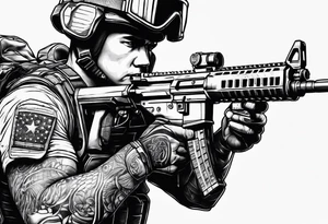 Futuristic Soldier with a riffle tattoo idea
