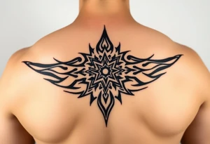 Extra large female back mendela tattoo idea