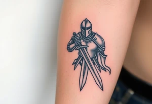 realistic
knight with sword tattoo idea
