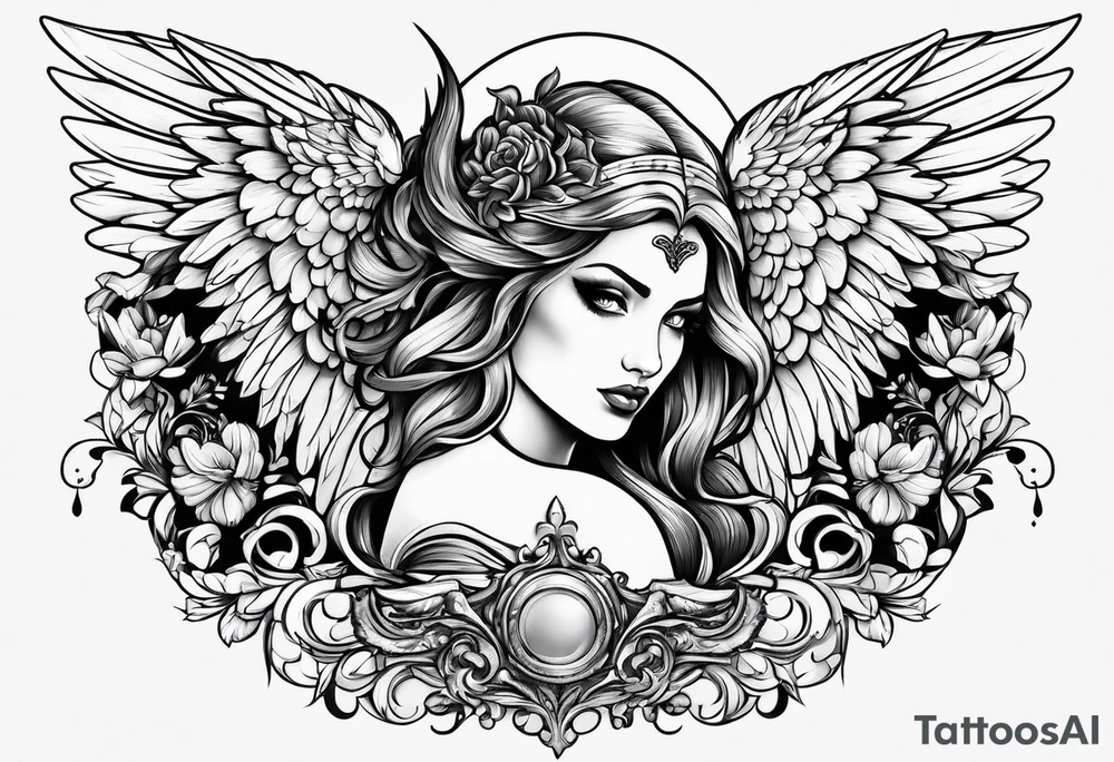 Angel and devil women tattoo idea