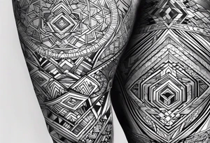 pattern geometric full male leg sleeve tattoo idea
