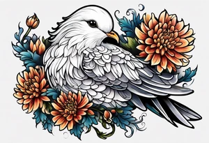 Chrysanthemum and dove tattoo idea