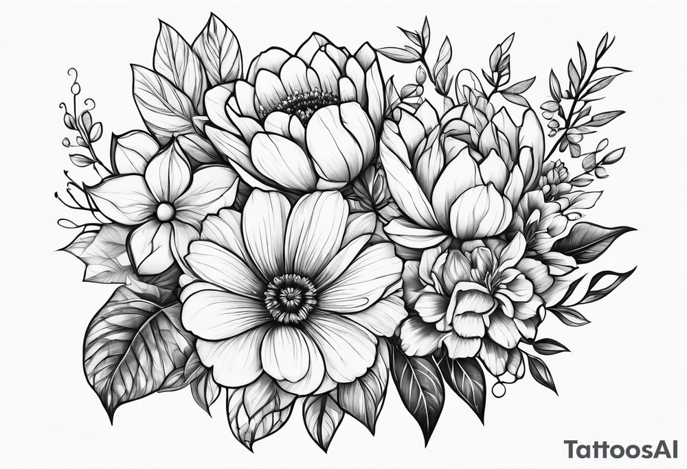 Flower bouquet symbolizing gratitude tattoo idea
