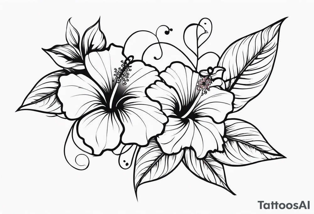 Vines With Hibiscus Flower longer forearm tattoo idea