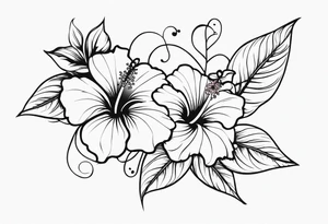 Vines With Hibiscus Flower longer forearm tattoo idea