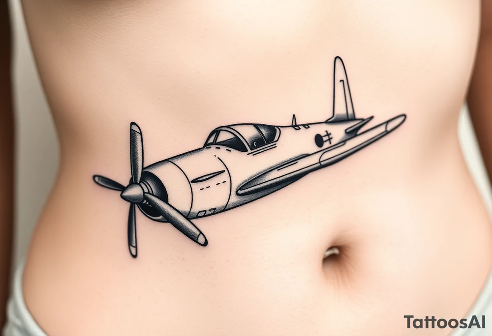 Small airplane an-26 who has moustache on his face tattoo idea