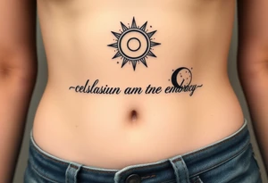celestial sun and moon embrace with constellation patterns tattoo idea
